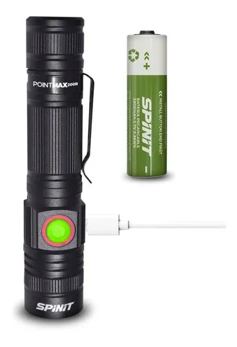 comprar Linterna Recargable Usb Spinit Pointmax 200r Zoom Tactica Color de la linterna Negro Color de la luz Blanco
