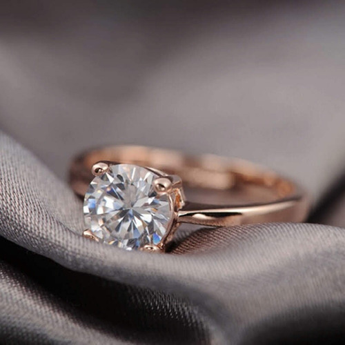 Anillo De Compromiso En Seis Baños Oro 18k Cristales Amor