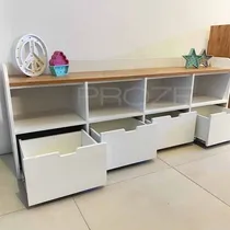 Comprar Juguetero Laqueado Cajones Biblioteca Comoda Montessori 