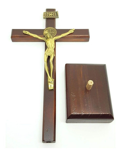 Imagem 2 de 3 de Crucifixo De Parede Medalha De São Bento