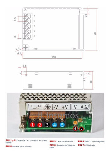 Imagen 4 de 4 de Pack 4 Fuente Switching 12v 5a 60w Metalico