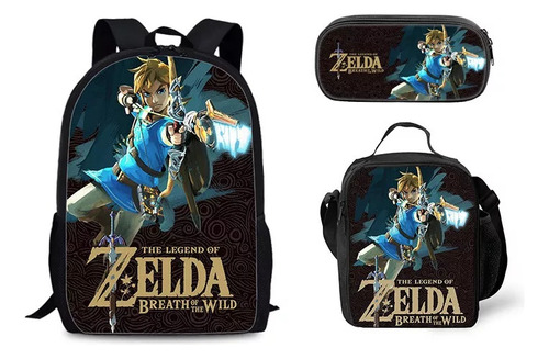 Mochila Zelda Legend, Bolsa Para Almuerzo, Bolígrafo, Set De Color 01