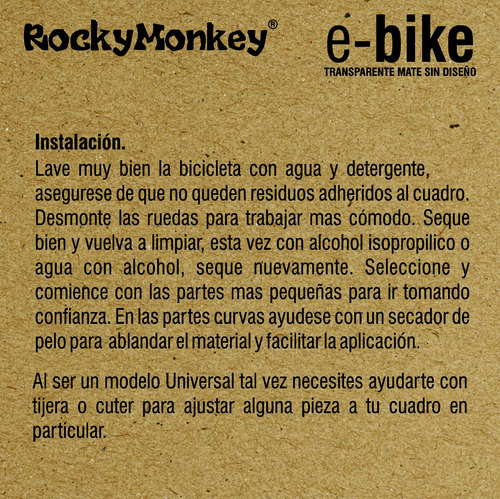 Kit Protector De Vinilo Para Bicicletas E Bike Transparente