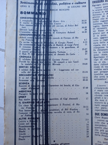Revista Gente N.25 - 18 Junio 1958 - Marina Mussolini (Usado)