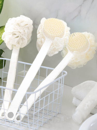 Cepillo De Ducha Doble Cara 2 En 1 Baño Cuerpo Limpieza Blanco Puntos
