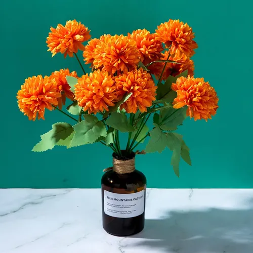 Flores Artificiales De Caléndula, Paquete De 4 Ramo De De De
