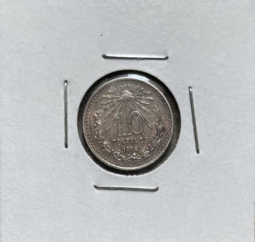 Moneda 10 Centavos Resplandor Ley .800 Año 1914 1ra Edición