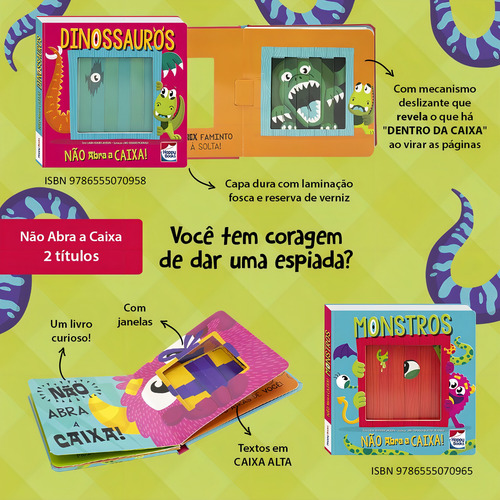 Não abra a caixa! Dinossauros, de Curious Universe UK Ltd.. Editorial Happy Books Editora Ltda., capa dura em português, 2022