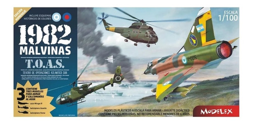 Set Malvinas 1982 Modelex Mirage Puma Gazelle 1/100 