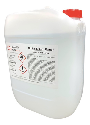 Imagen 2 de 4 de Alcohol Etílico 96° Potable De Caña 20 L Envío Gratis Meses