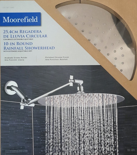 Imagen 9 de 10 de Regadera De Lluvia 24.5 Cm Delgada Cromo + Brazo Moorefield