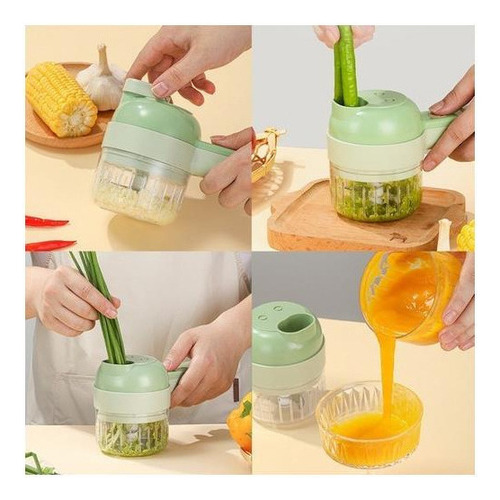 Conjunto De Cortador De Vegetais Elétrico Portátil Color Fix 4 Em 1