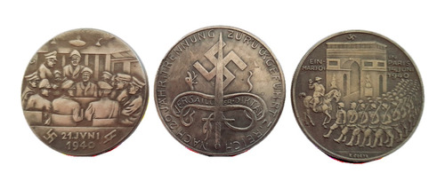 Set 3 Monedas Militares Conmemorativas Campaña Francia 1940