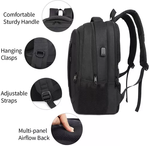 Monsdle Mochila de viaje para laptop, antirrobo, resistente al agua,  mochila escolar para computadora con puerto de carga USB para hombres,  mujeres