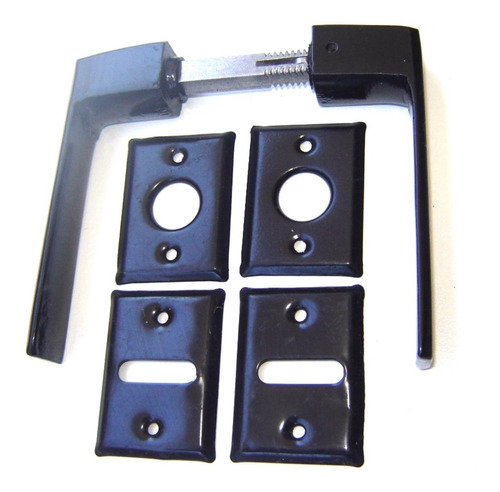 Imagen 4 de 8 de Manija Picaporte Aluminio Biselada C/bocallaves Negro/blanco