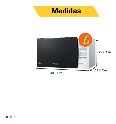 Imagen 2 de 10 de Microondas Digital Samsung Me731k 20 Litros 800w Lh Cuotas