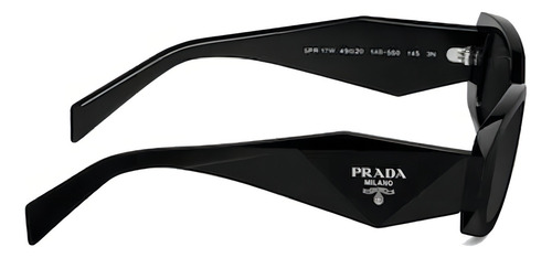 Anteojos de sol Prada Symbole SPR17W talle 49 diseño Retangular armazón negro y lente gris oscuro