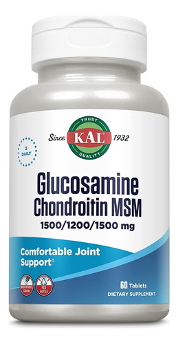 Kal | Glucosamine Chondroitin Msm I 1500/1200/1500mg I 60cap