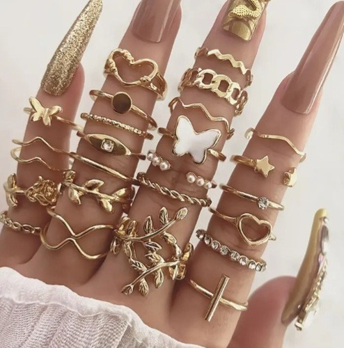 Set De 6 Anillos Surtidos Midi Estilo Chic Importados - 2v