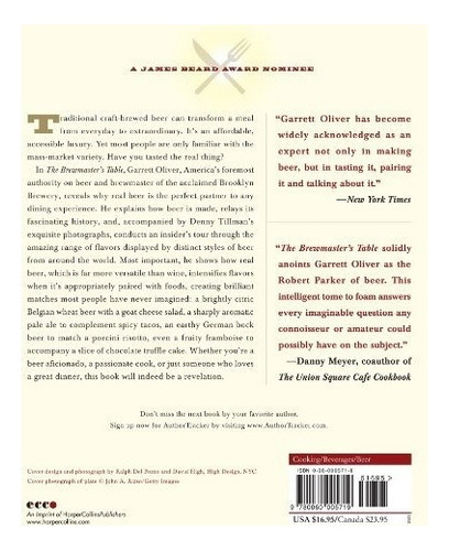 The Brewmaster's Table: Discovering The Pleasures Of Real B, De Garrett Oliver. Editorial Ecco, Tapa Blanda En Inglés, 2005