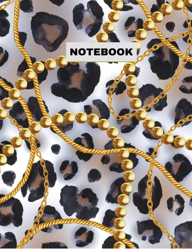 Libro: Notebook Leopard Grey: Gloden Baroque Chain Glamourou