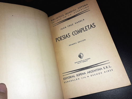 Poesias Completas _ Juan Cruz Varela - Sopena / 1939