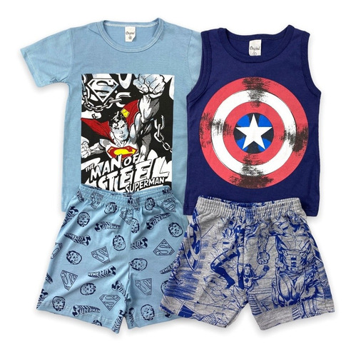 Imagem 6 de 10 de Kit 3 Conjunto Infantil Personagem Menino Roupa Atacado
