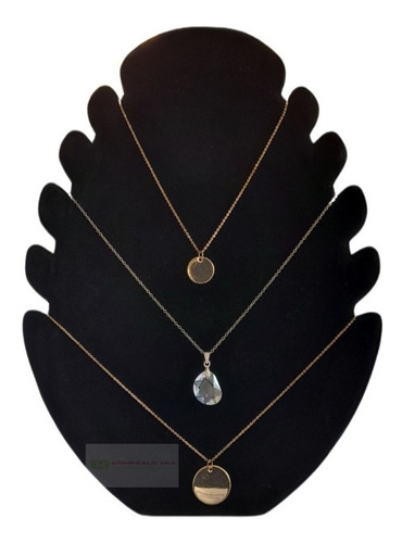 Imagen 2 de 6 de Pack Exhibidores De Collar Hoja, Aros Pulsera 2 Nivel Negro