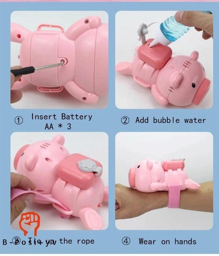 Maquina De Burbujas - Pulsera Modelo Chanchito Luces Sonido
