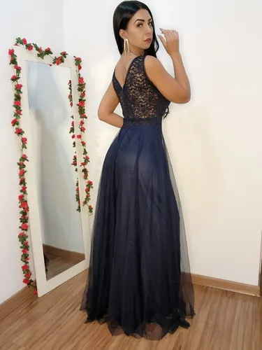 Vestido renda madrinha casamento cheap noite