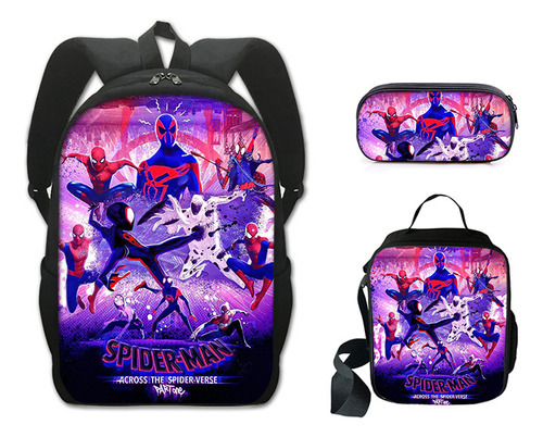 Mochila Spider-man: Across The Spider-verse, Juego De 3 Color 12