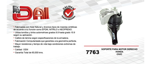Soporte Para Motor Derecho (hibrido) Oem: 50820snc034) Dai 7