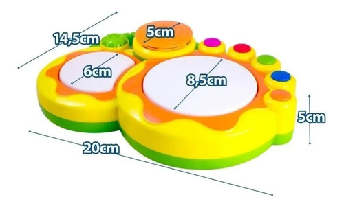 Imagen 3 de 6 de Tambor Musical Infantil Interactivo Didactico C/ Luces Poppi