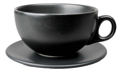 De 12 Tazas Y Plato De Cerámica Color Matte 300 Ml Color Negro