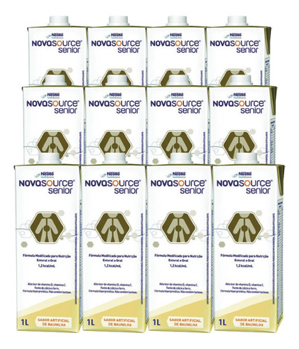Novasource Senior Tetra 1l Kit 12 Unidades - (nestle) Baunilha