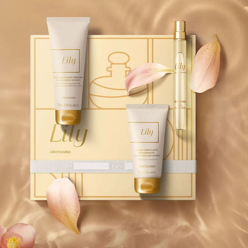 Kit Presente Lily Miniaturas Eau De Parfum 10ml + Creme Corporal 75g + Hidratante Para Mãos 30g