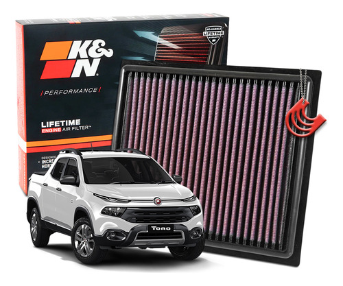 Filtro Ar Esportivo Ken 33-5034 Toro 2.0 16v Diesel 2021