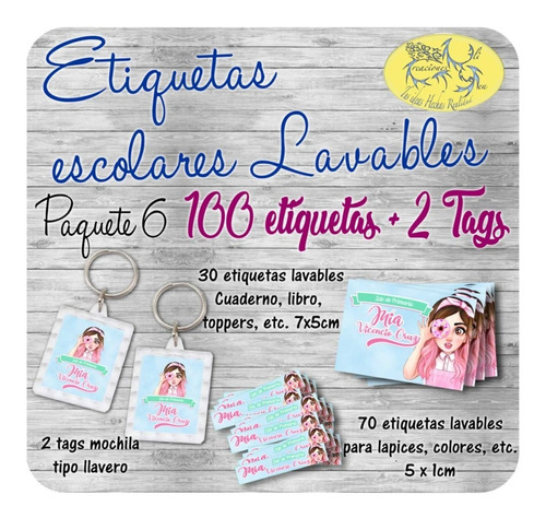 100 Etiquetas Escolares Lavables Más 2 Tags Para Mochila