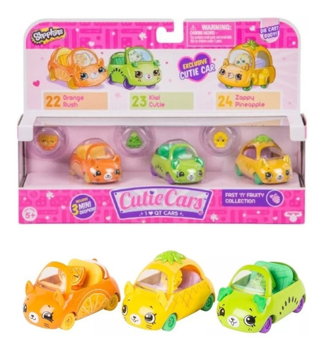 Shopkins Cutie Cars Set X 3 Autos Orignal 