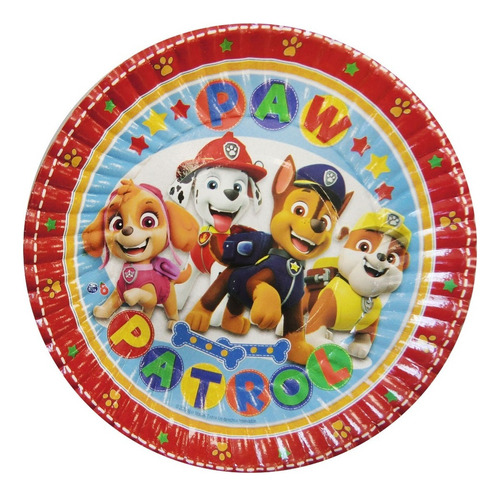 Cotillón Plato Descartable Paw Patrol X10