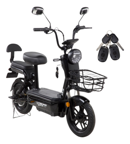 Bicicleta Xtreme Life SKYMTRBIKE Con Canastilla Moto Electrica 50 Km 350w 0-33km/h Color Negro