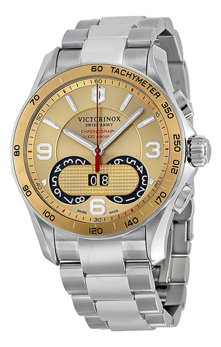 Relógio Victorinox 241619 Swiss Chrono Classic Dourado Prata Cor Da Correia $$$ Cor Do Bisel Não Cor Do Fundo
