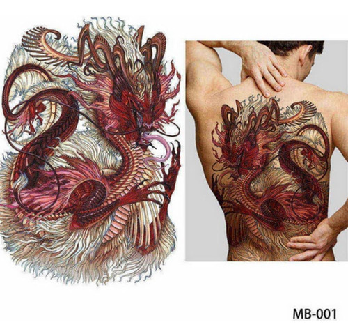 Leadigol Adesivos De Tatuagem Com Costas Completas, Tatuagem
