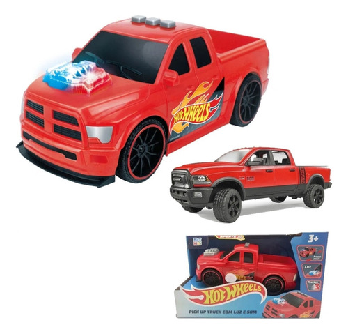 Carrinho Hot Wheels Pick Up Dodge Ram Vermelho C/ Luz E Som