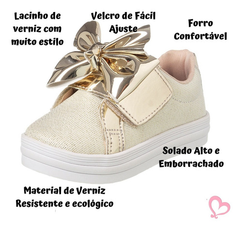 Imagem 5 de 6 de Tenis Infantil Feminino Moda Menina Sapatinho Bebê Escolar