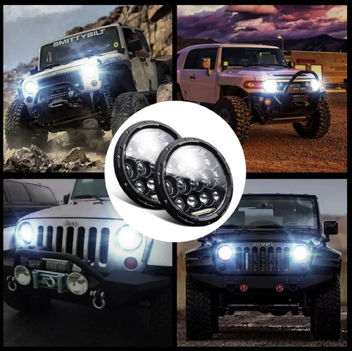 Par Faros Redondos 7 Pulgadas Alta Baja Jeep Hummer 4x4 Auxp