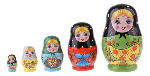 Juego de juguetes de madera de Matryoshka hecho a mano, 5 piezas, para