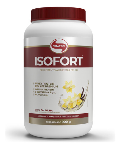 Whey Protein Isolado Isofort 900g baunilha Vitafor