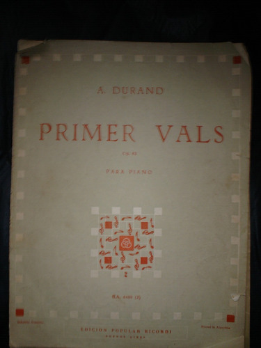 Partitura Piano Durand Primer Vals Op  83 Figaro