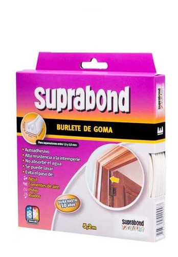 Burlete De Goma Autoadhesivo Suprabond Perfil E Blanco